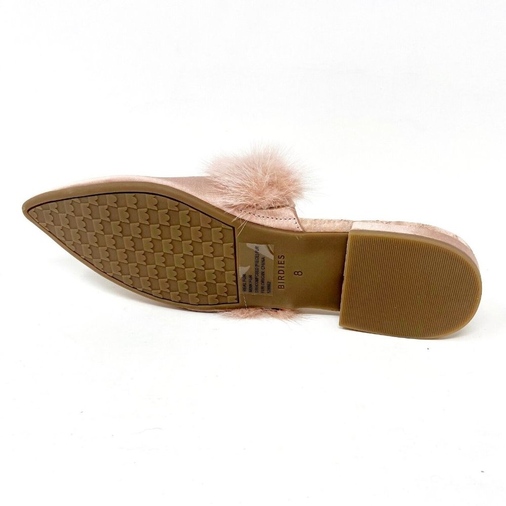 Birdies The Dove French Rose Womens Slip On Mink Fur Pointed Toe Mules - Picture 5 of 5